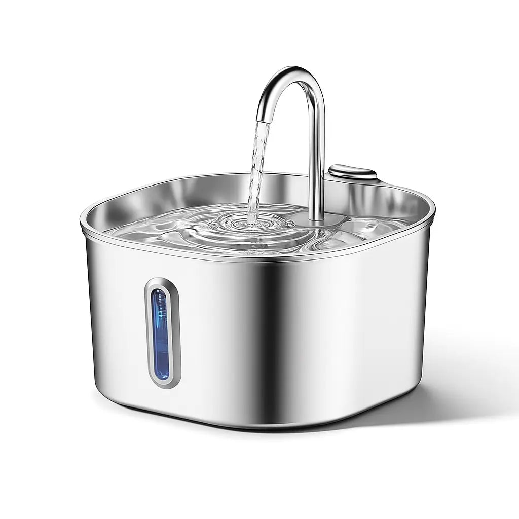 PurrWell - Vattenfontän i rostfritt stål för katter